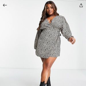 ASOS DESIGN Curve wrap mini tea dress in animal